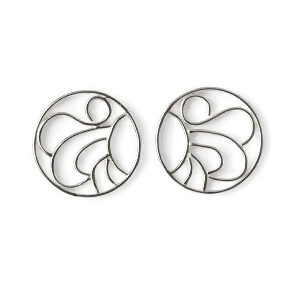 South William Sterling Silver Filigree Button Earrings